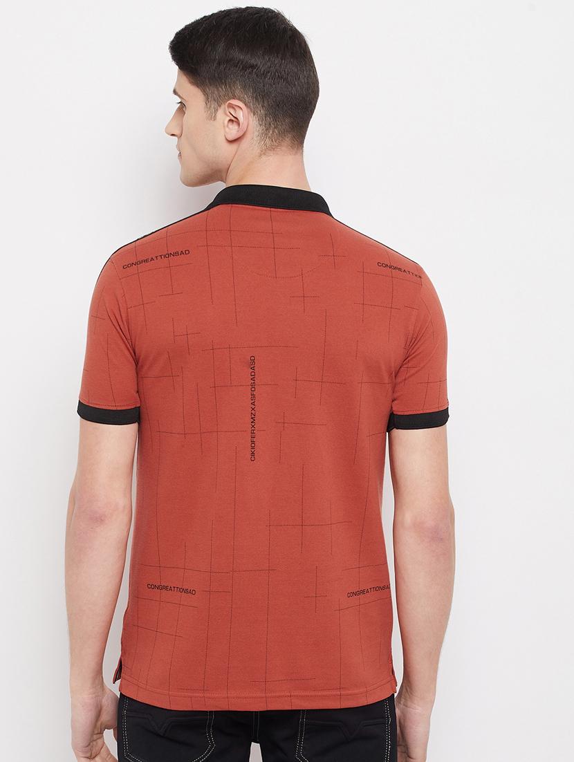 peach printed polo t-shirt - 18280599 - Standard Image - 2