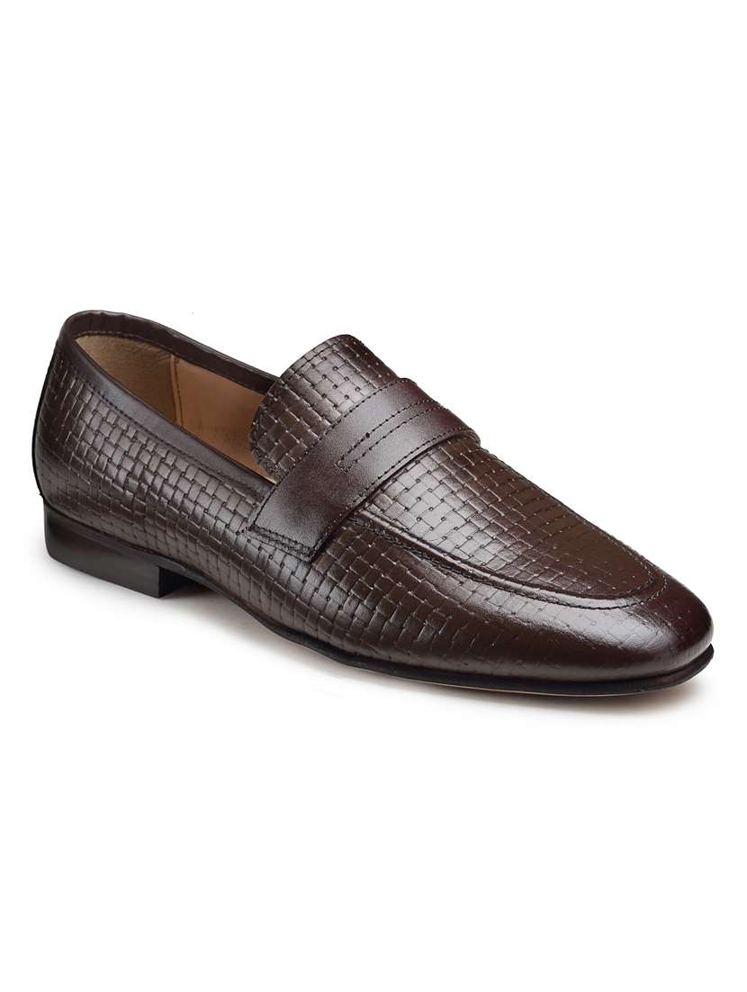 brown leather slip on loafers