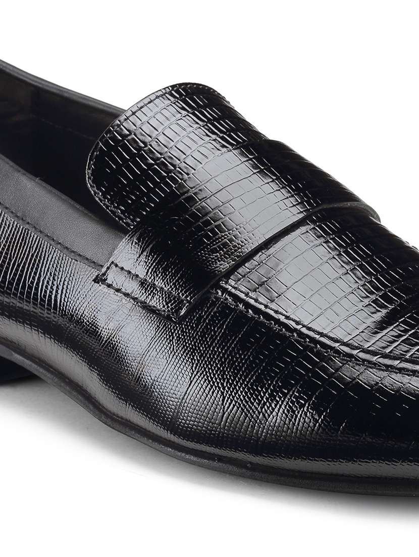 black leather slip on loafers - 18280617 -  Standard Image - 7