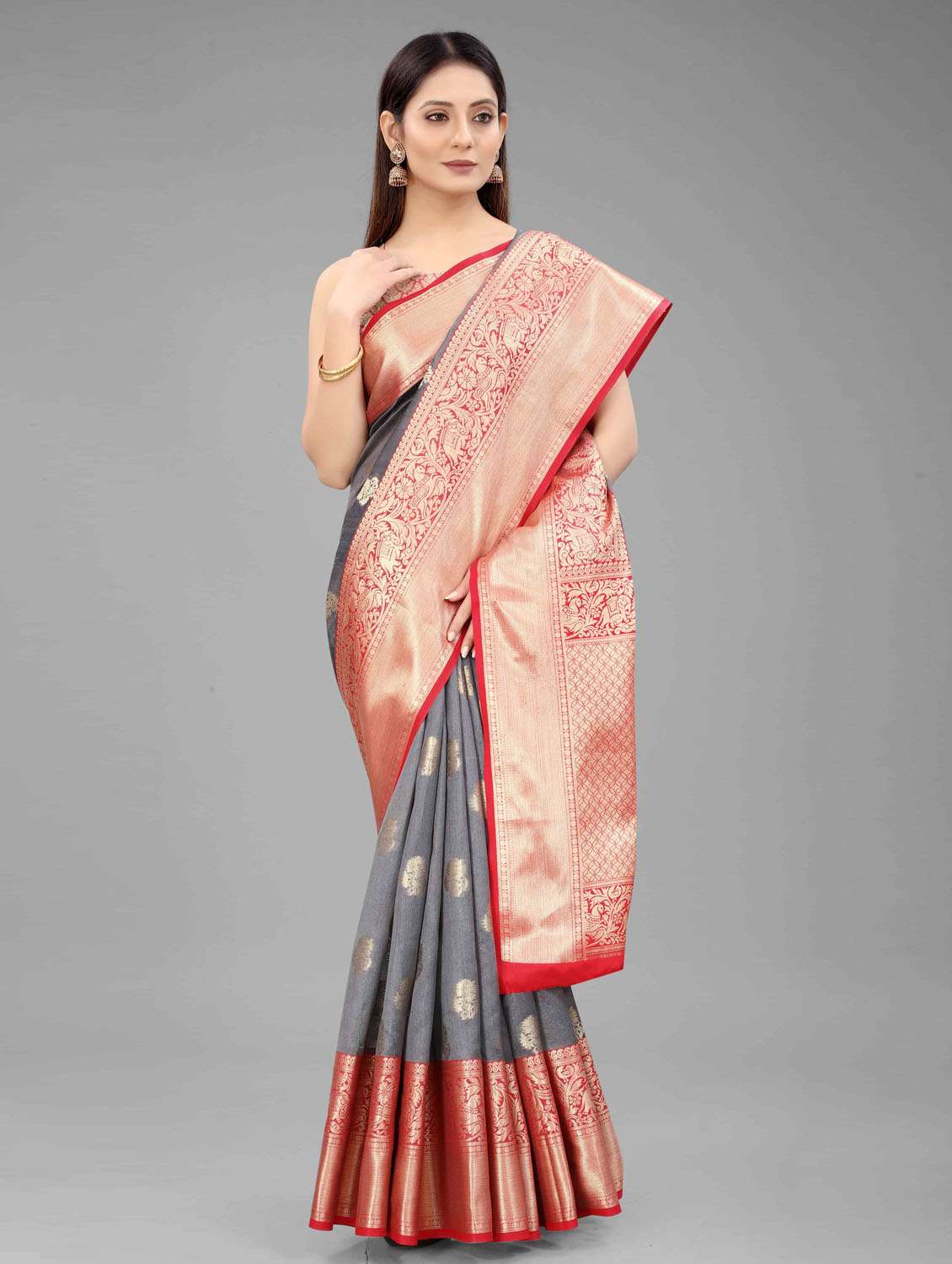 women's self design grey colored saree - 18280790 -  Standard Image - 2