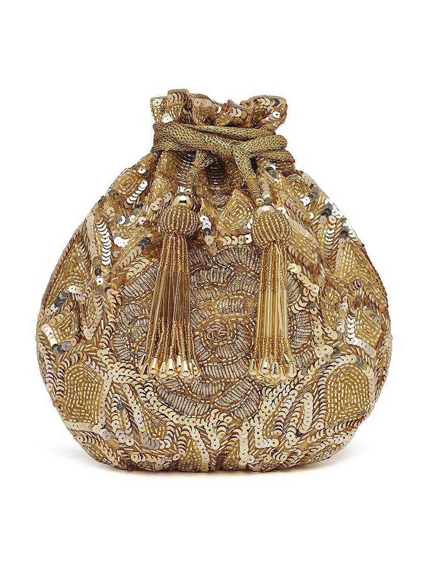 gold sequined regular potli - 18280871 - Zoom Image - 0