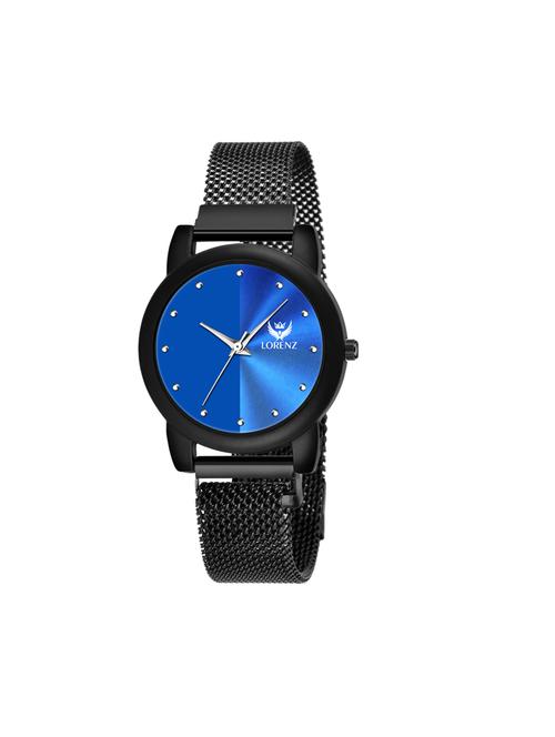 lorenz blue dial & black magnetic mesh strap watch for women & girls - 18281319 -  Standard Image - 0