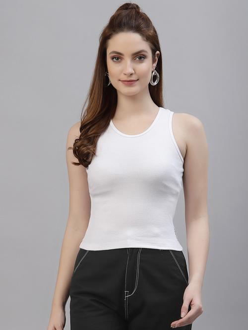 women solid sleeveless round neck top - 18281341 - Standard Image - 0