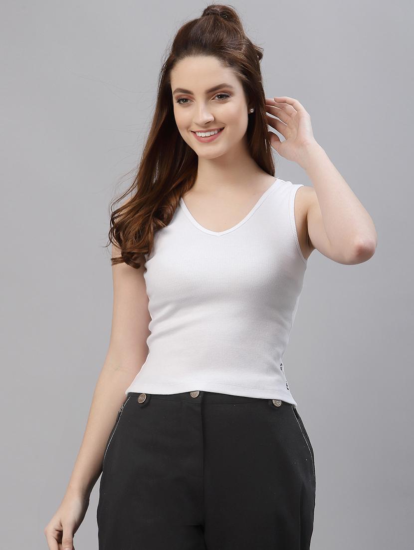 women's white round neck top - 18281356 -  Zoom Image - 0