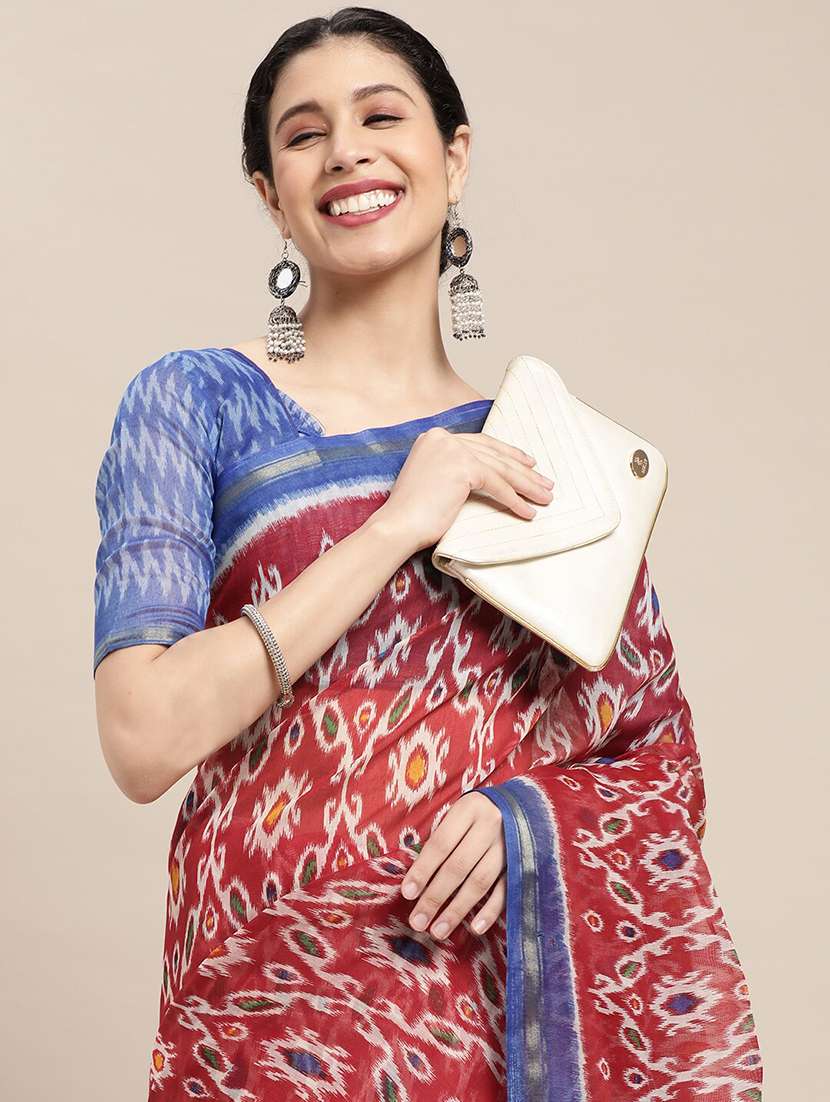 women's ikat red colored saree - 18281934 -  Standard Image - 2