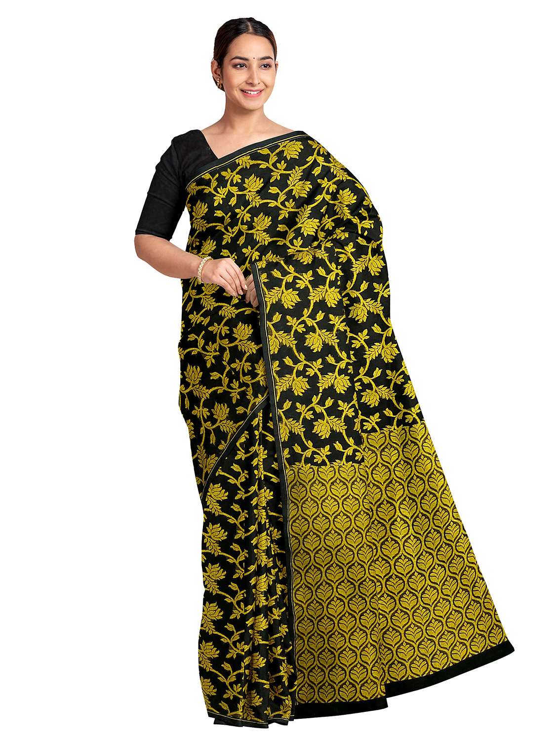 women floral handloom saree with blouse