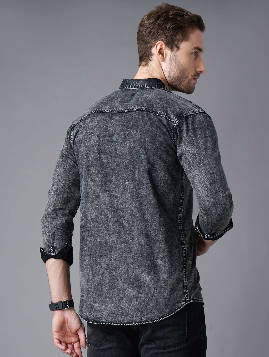 black light-washed denim casual shirt - 18283646 - Standard Image - 2