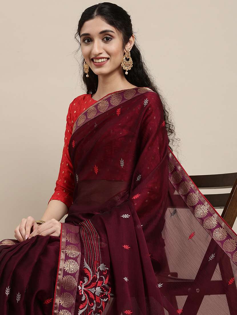women's embroidered saree with blouse - 18283828 -  Standard Image - 2