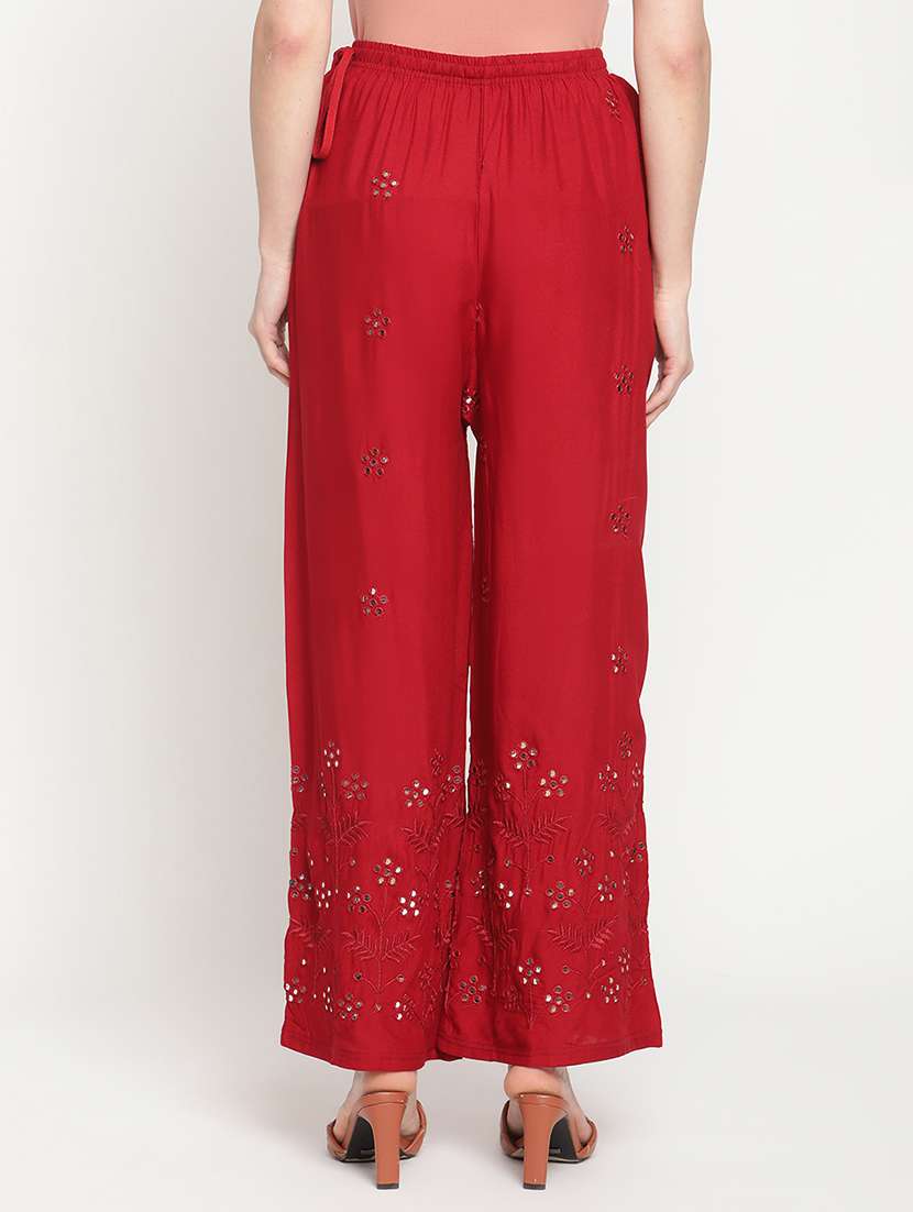 mid rise embroidered detail palazzo - 18283958 -  Standard Image - 2