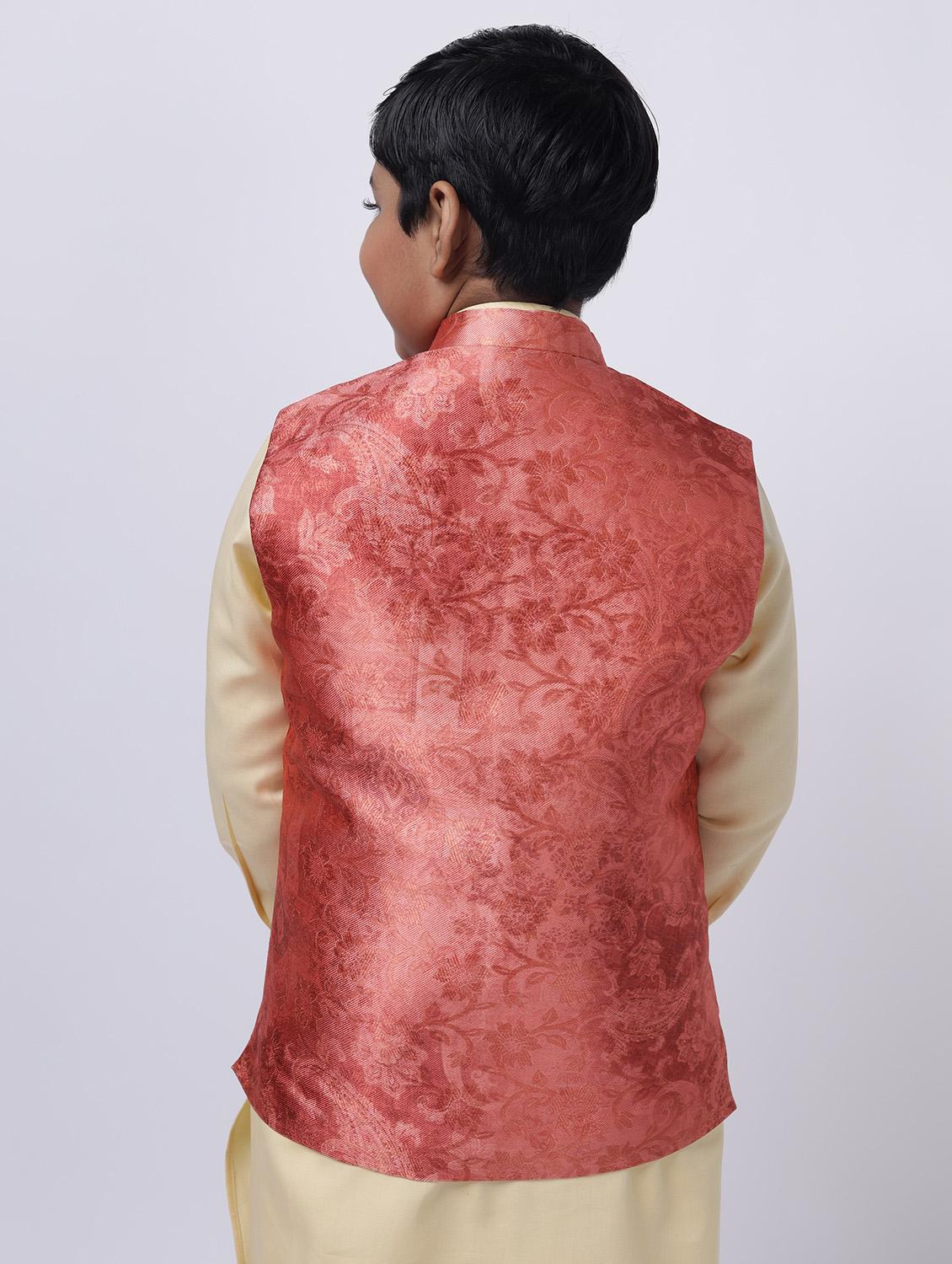 red printed nehru jacket - 18284810 - Standard Image - 2
