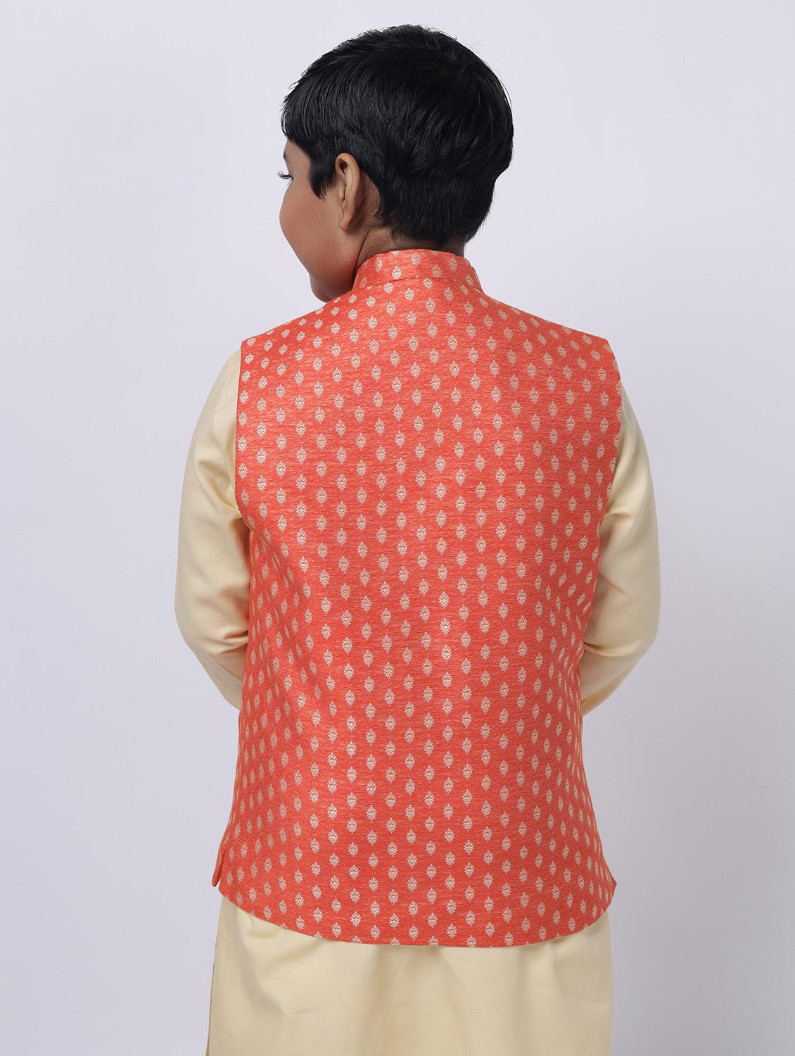 orange printed nehru jacket - 18284813 - Standard Image - 2