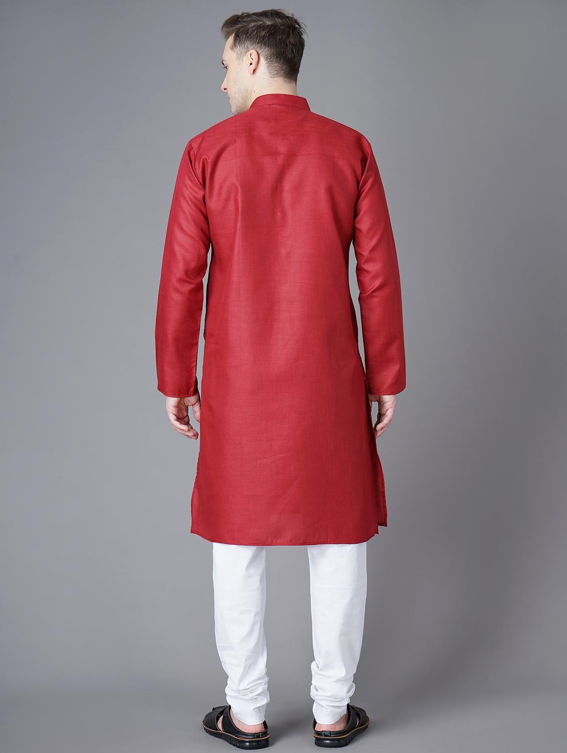 red solid long kurta - 18284850 - Standard Image - 2