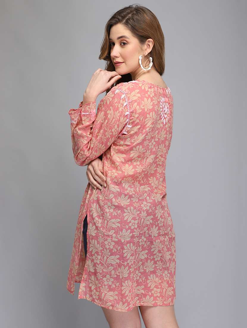 notch neck printed a-line tunic - 18284889 - Standard Image - 2