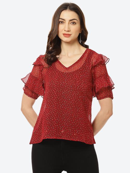women's straight v neck top - 18285134 - Standard Image - 0