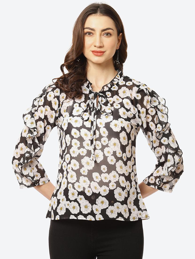 women's straight tie-up neck top - 18285136 -  Zoom Image - 0