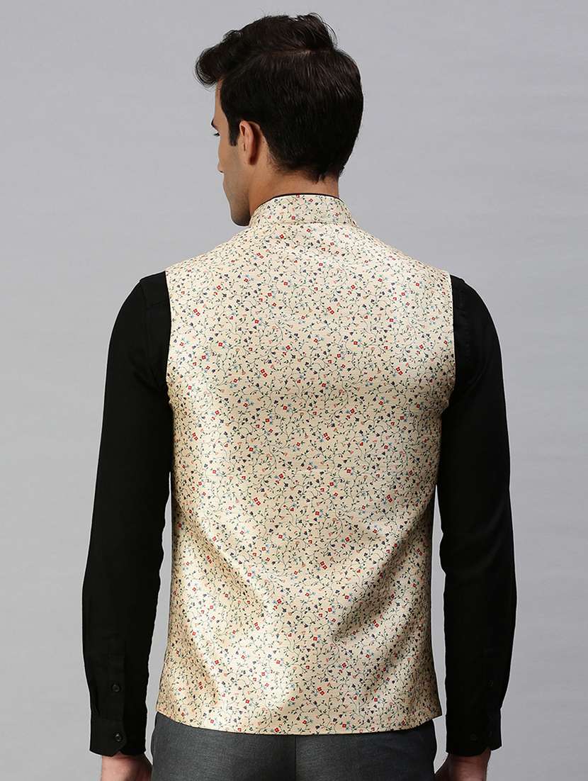 beige printed nehru jacket - 18285446 -  Standard Image - 2