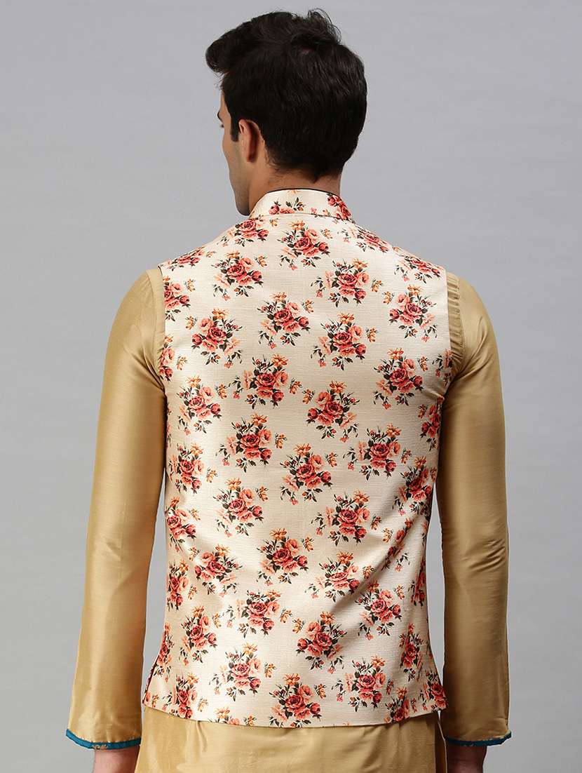 Pink Printed Nehru Jacket - 18285451 -  Standard Image - 2