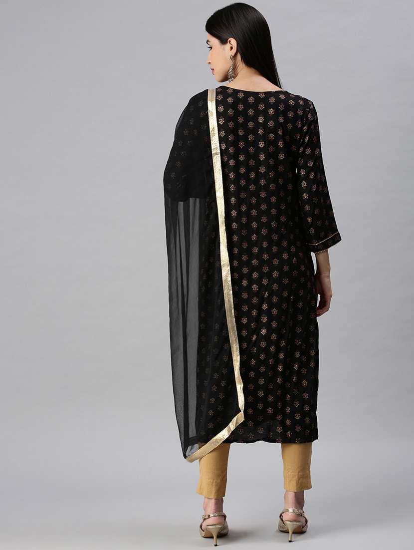 women foil print kurta pant set with dupatta - 18285569 -  Standard Image - 2