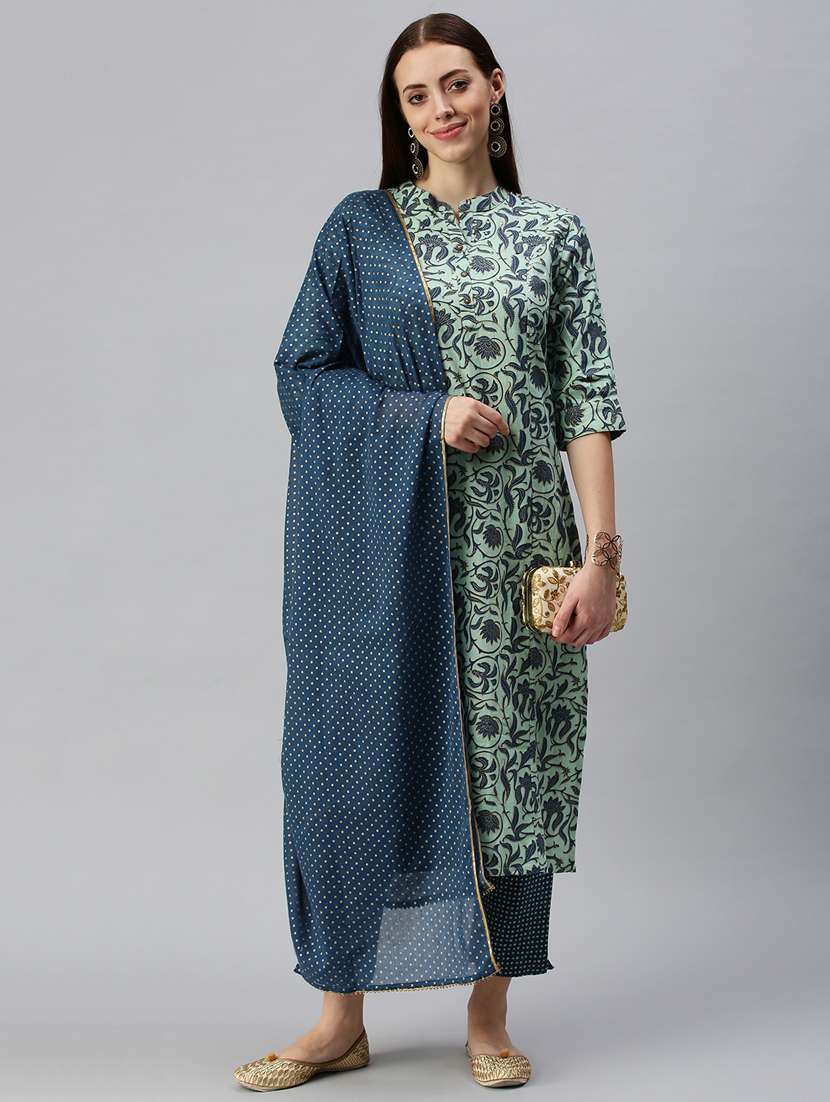 women floral printed kurta pant set with dupatta