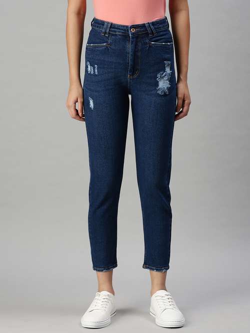 women's distress slim fit jeans - 18285656 - Standard Image - 0