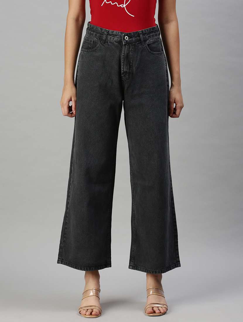 women's plain wide leg jeans