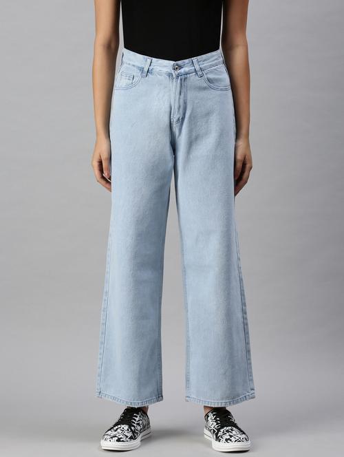 women's plain wide leg jeans - 18285681 - Standard Image - 0
