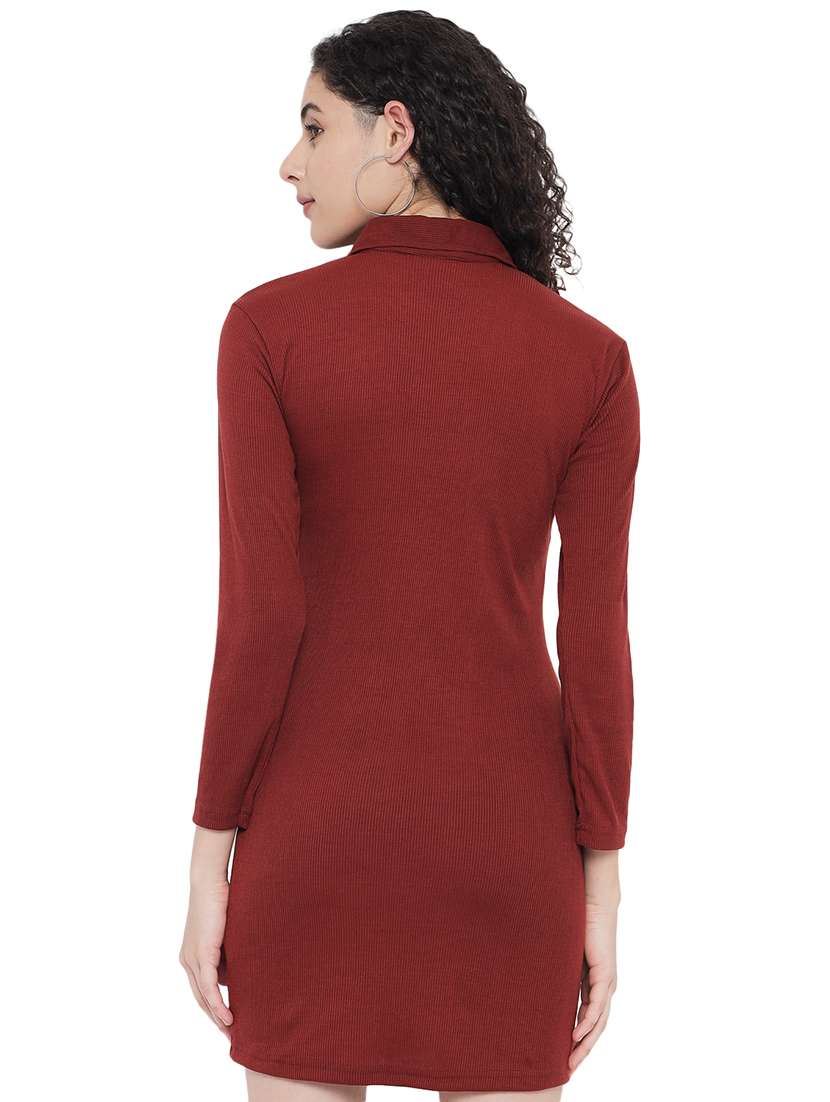 women solid bodycon dress - 18285922 - Standard Image - 2