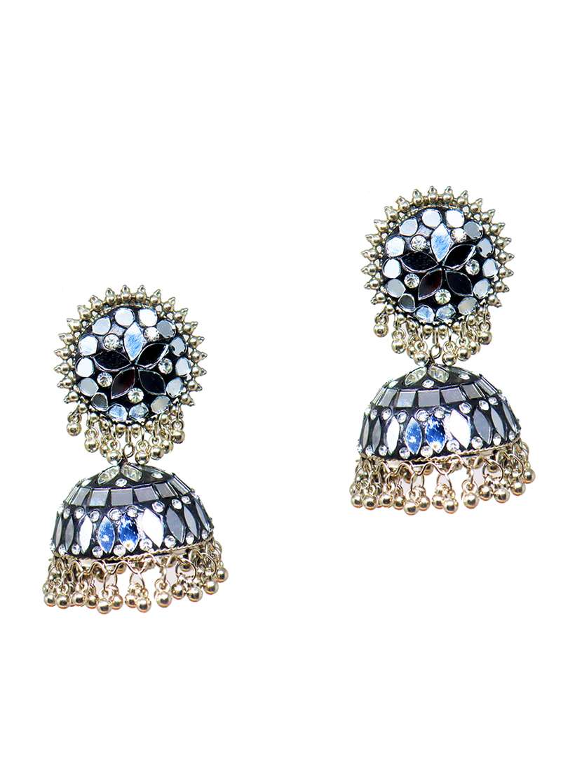 silver graceful delightful jhumka earrings