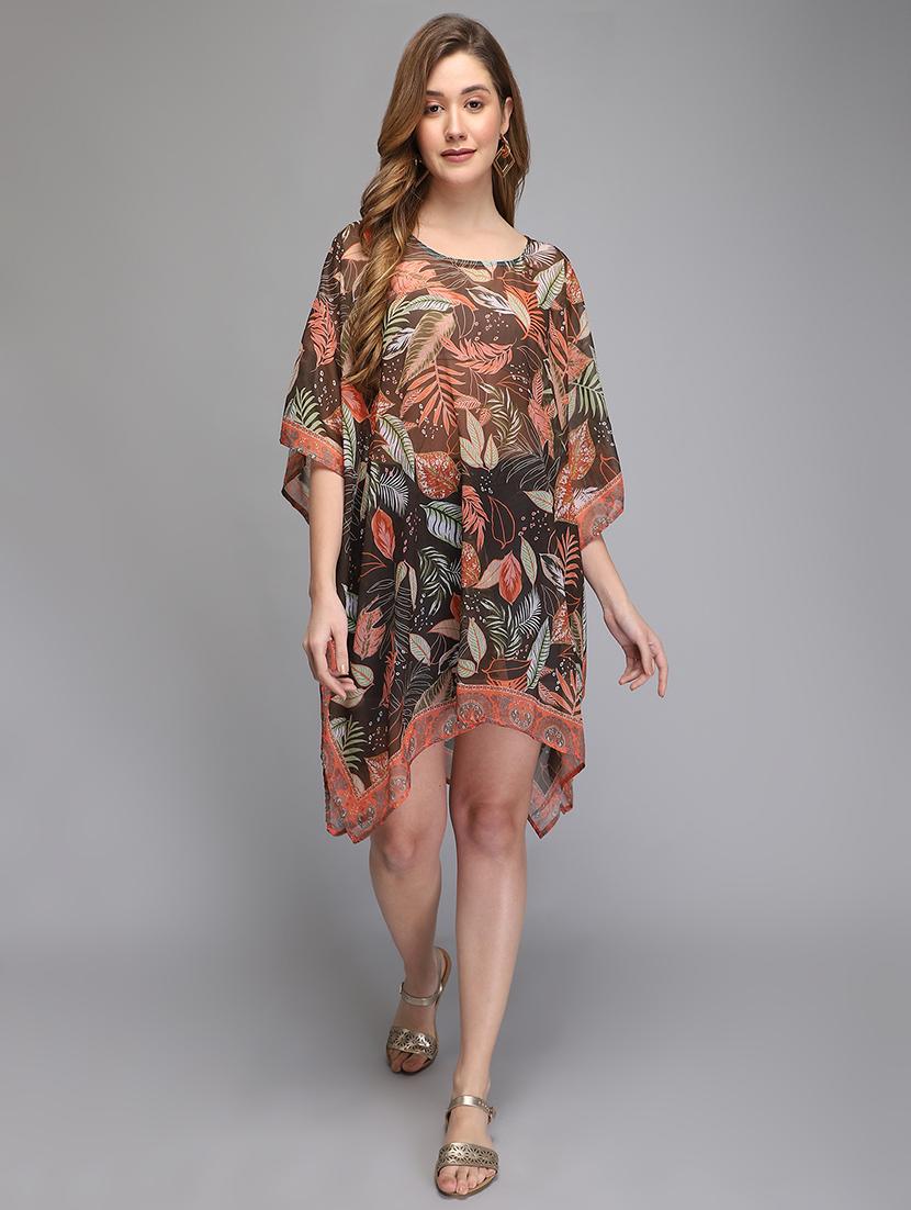 round neck printed kaftan tunic 