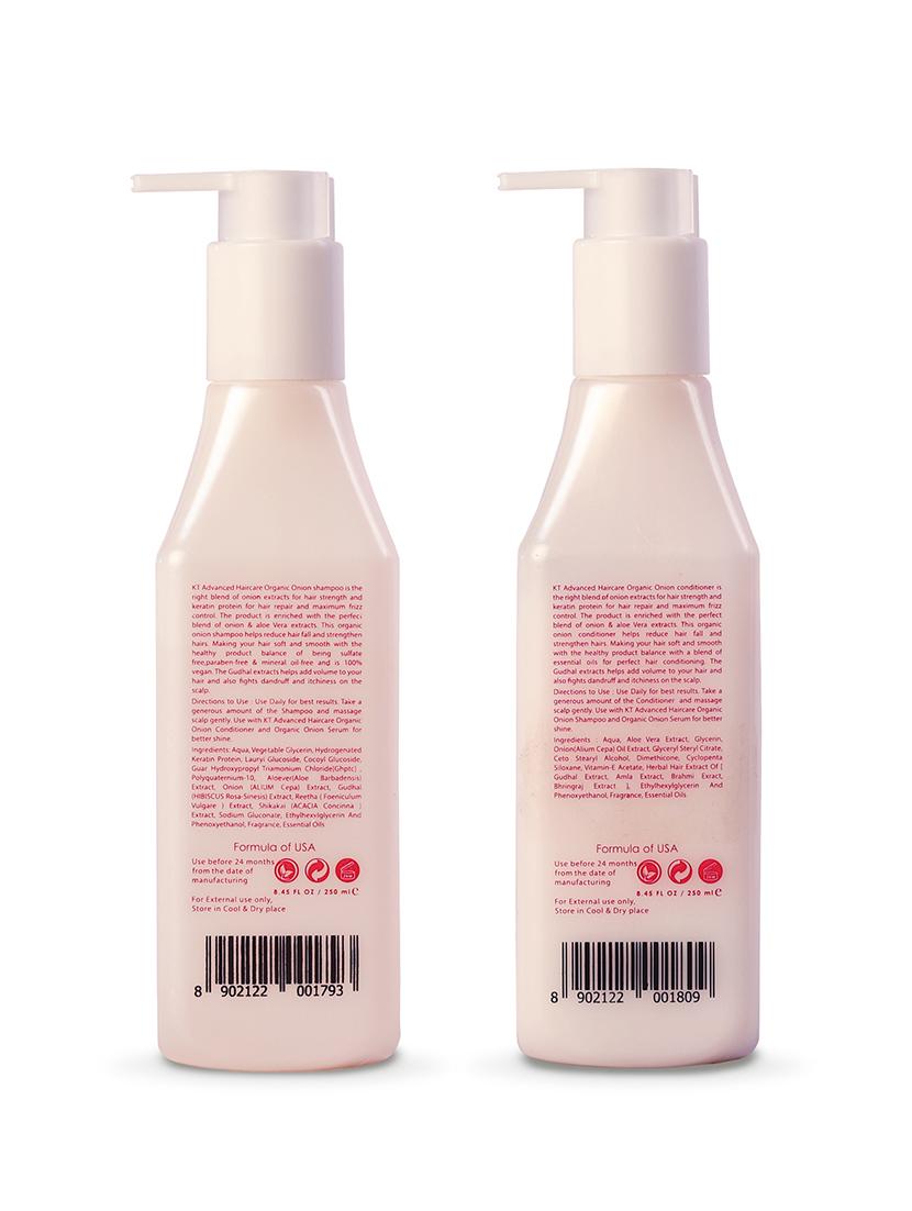 kt advanced haircare organic onion onion shampoo and conditioner 250ml each (pack of 2) - 18286375 - Standard Image - 2