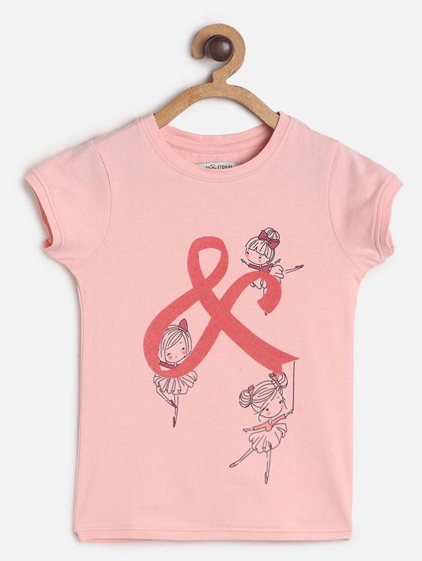 pink printed regular tee