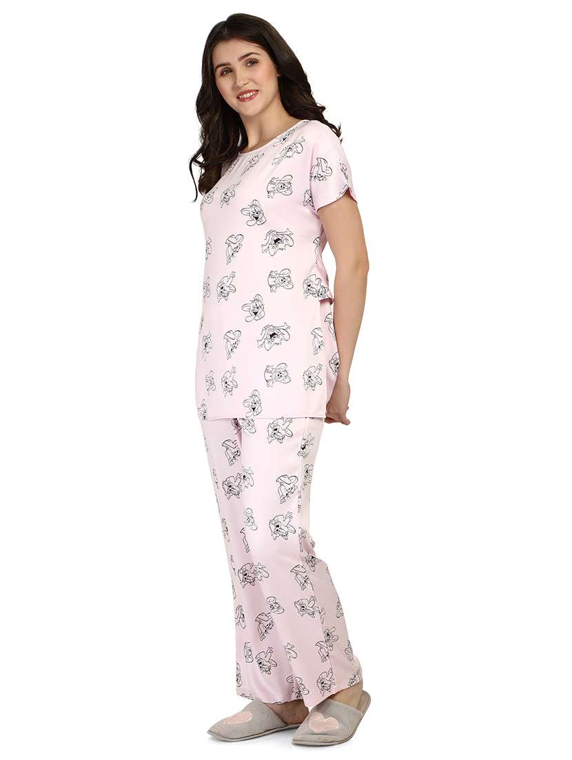 round neck printed nightwear pajama set  - 18287112 -  Standard Image - 2