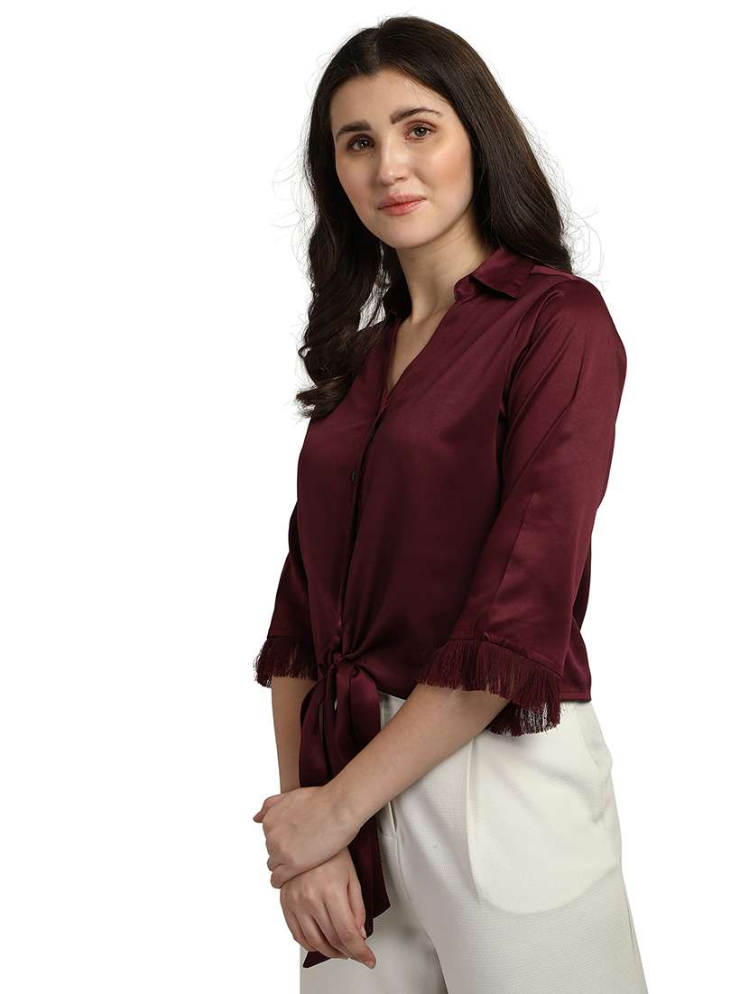 Tie Front Solid Shirt