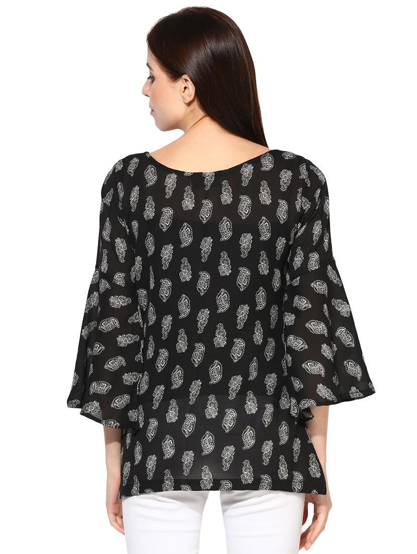 women's straight tie-up neck top - 18287723 - Standard Image - 2