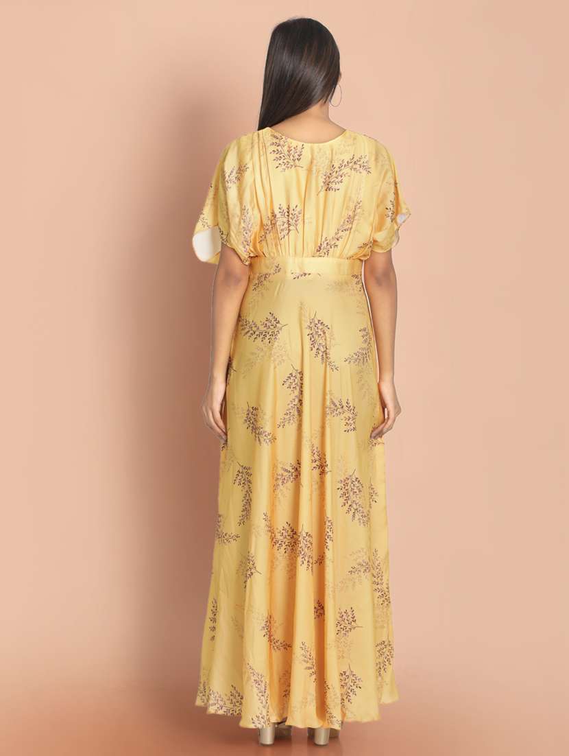 yellow printed a-line ethnic dress - 18287764 -  Standard Image - 2