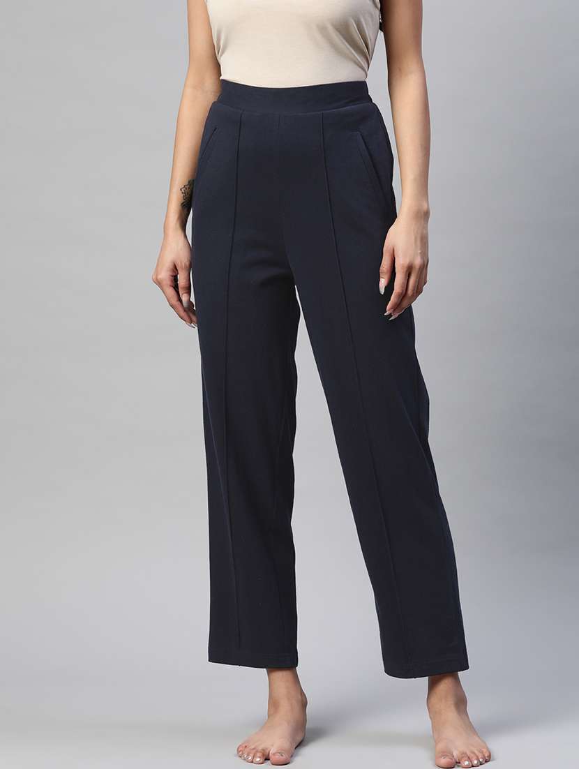high rise solid track pant