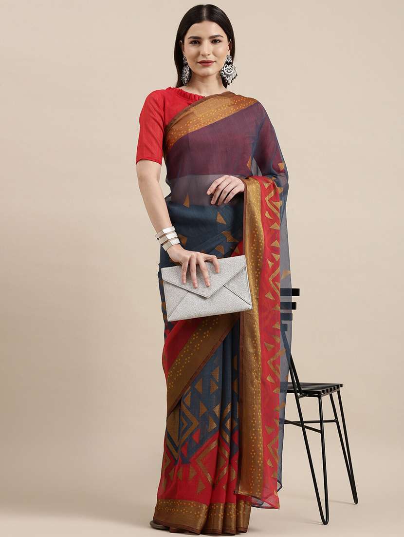 grey chiffon printed saree
