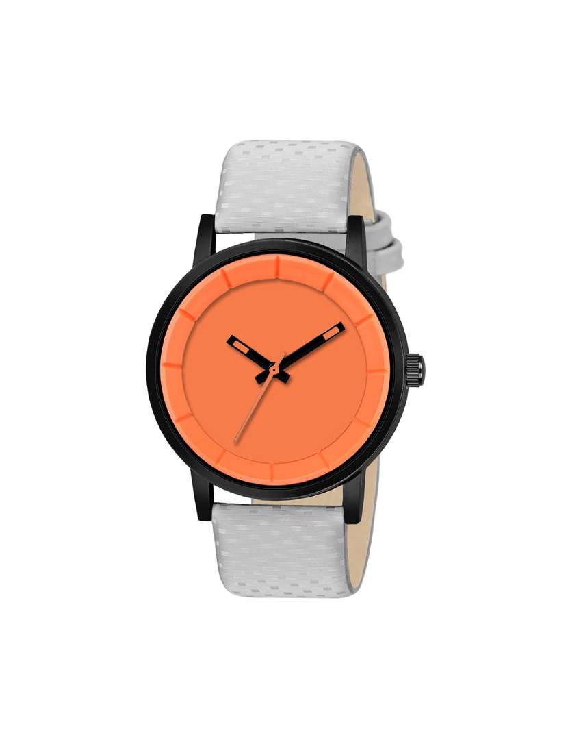 mt-01 orange watch with genuine leather strap for boys