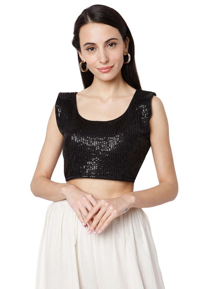 black cotton embroidered blouse