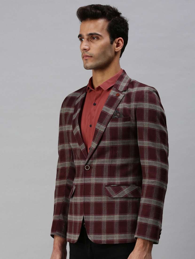 brown checked single breasted casual blazer - 18289534 -  Standard Image - 2