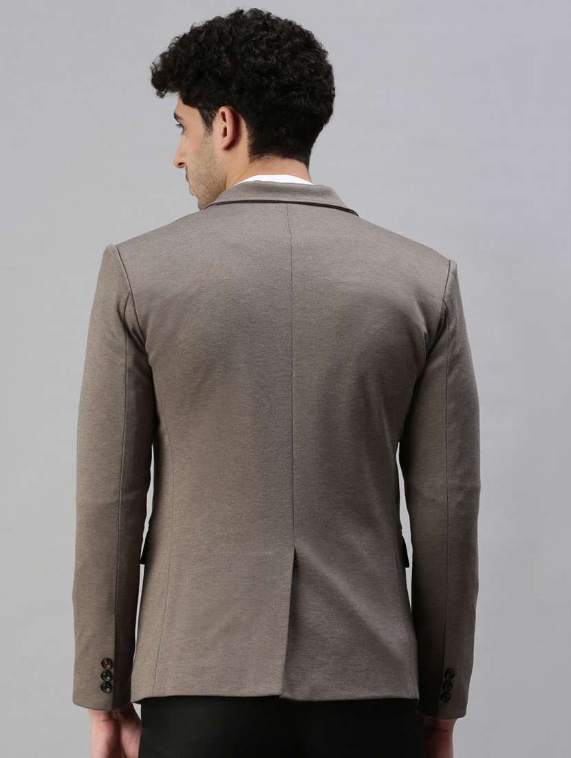 grey solid single breasted casual blazer - 18289546 -  Standard Image - 2
