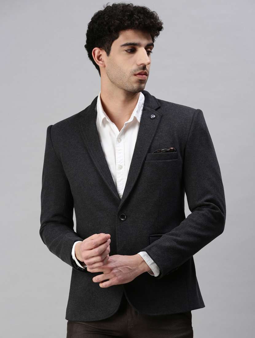black solid single breasted casual blazer