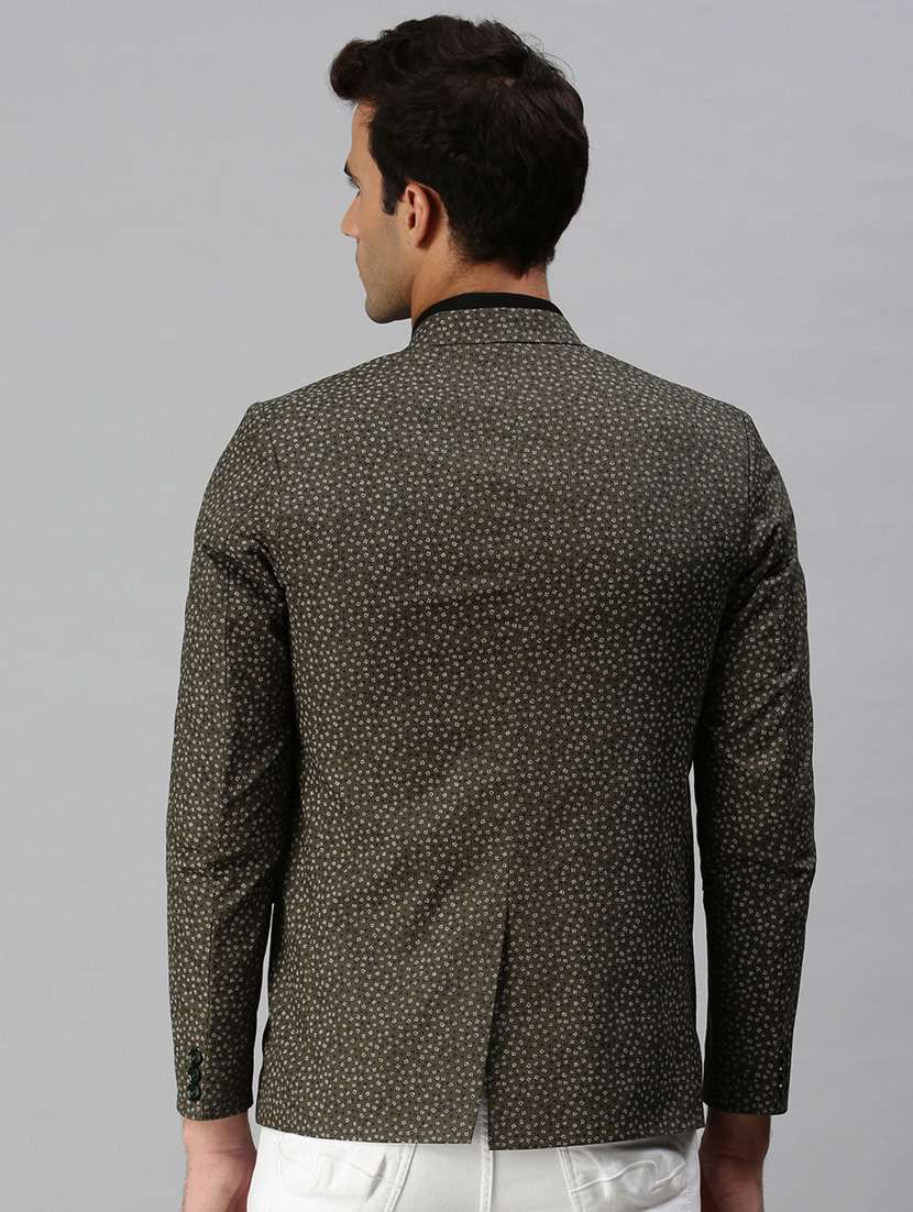 green printed single breasted casual blazer - 18289556 -  Standard Image - 2