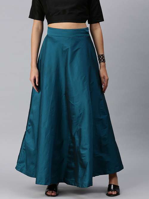 blue solid a-line skirt - 18289814 -  Standard Image - 0