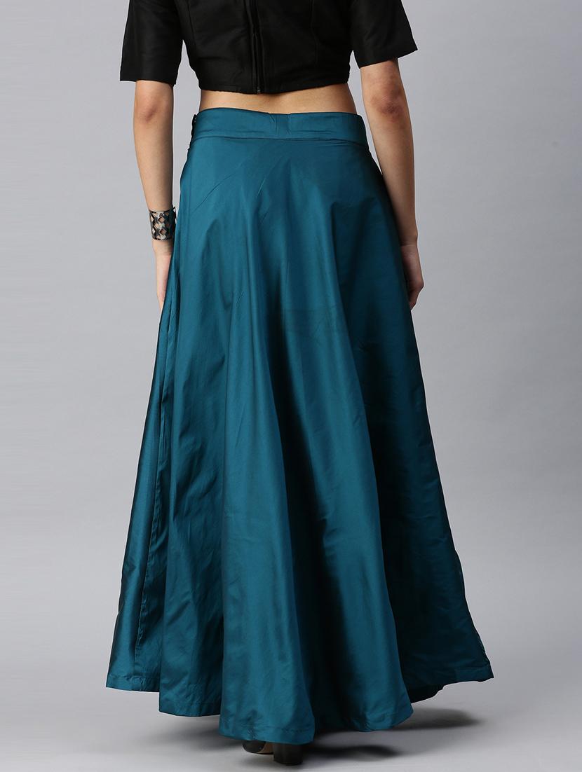 blue solid a-line skirt - 18289814 - Standard Image - 2