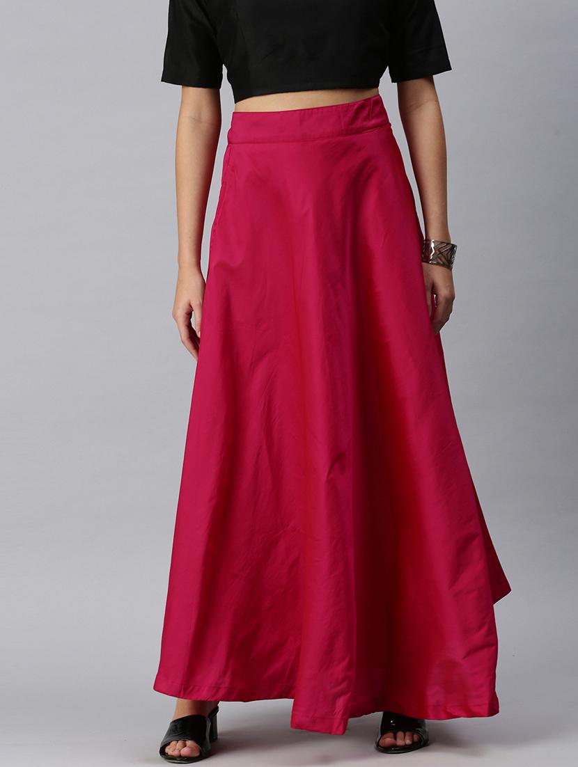 red solid flared skirt - 18289815 -  Zoom Image - 0