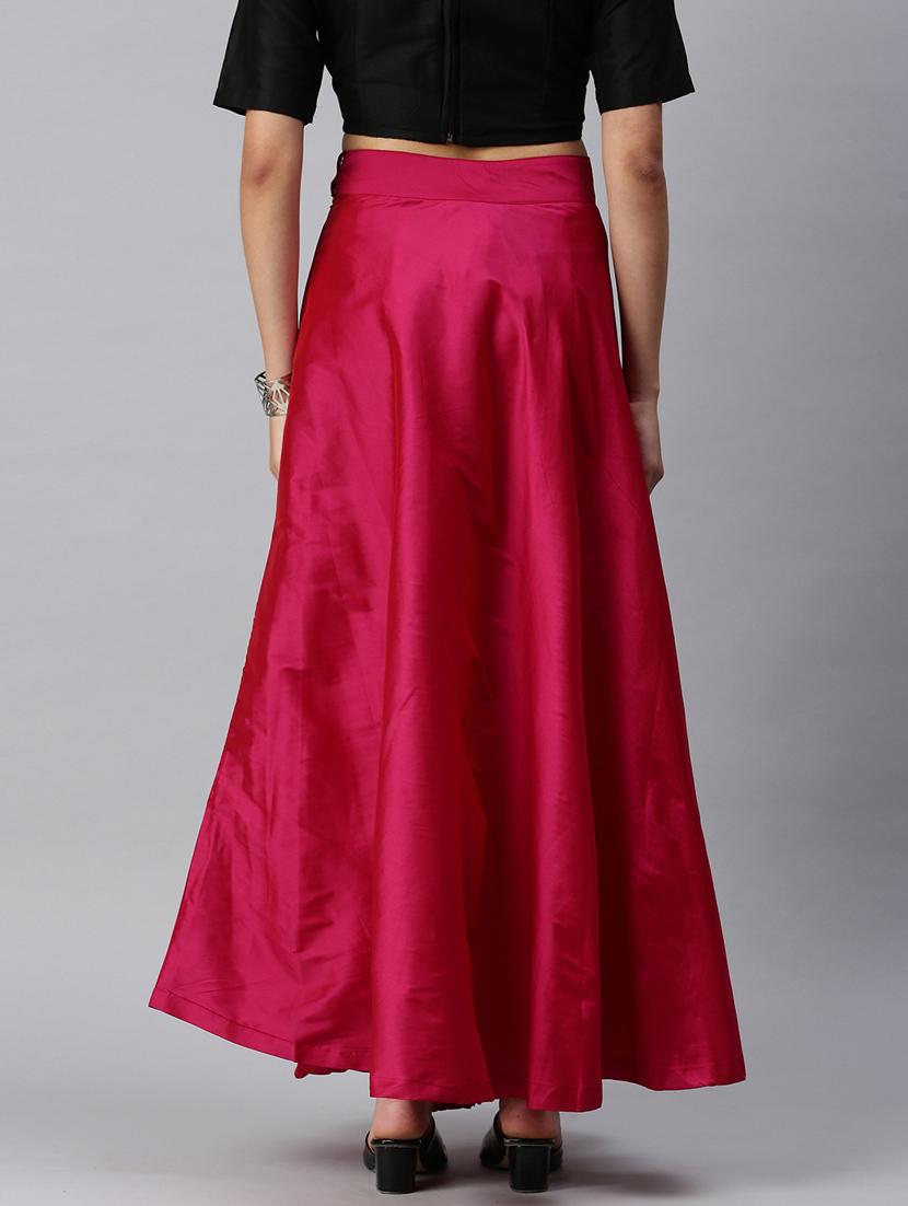 red solid flared skirt - 18289815 - Standard Image - 2