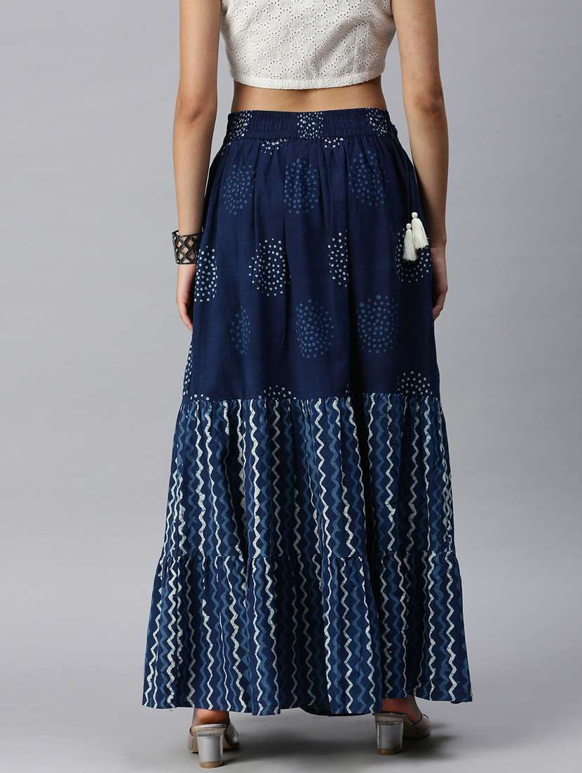 blue printed a-line skirt - 18289822 -  Standard Image - 2