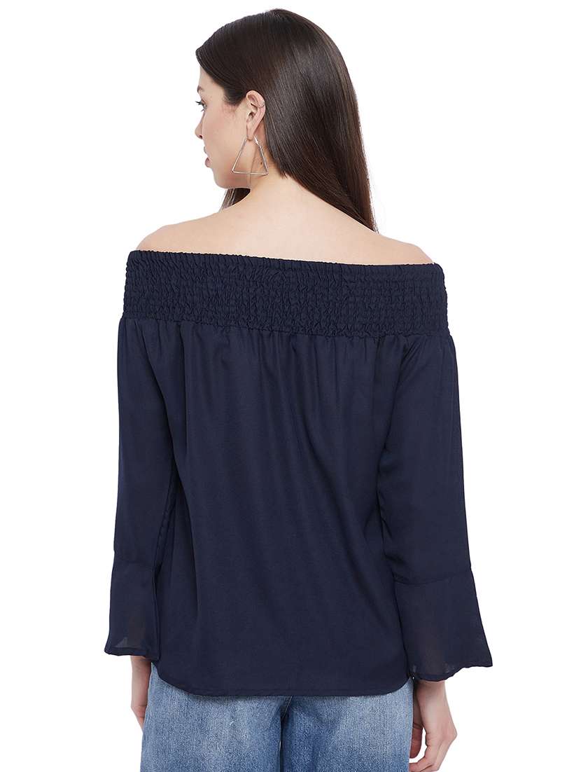 off shoulder solid top - 18289888 -  Standard Image - 2