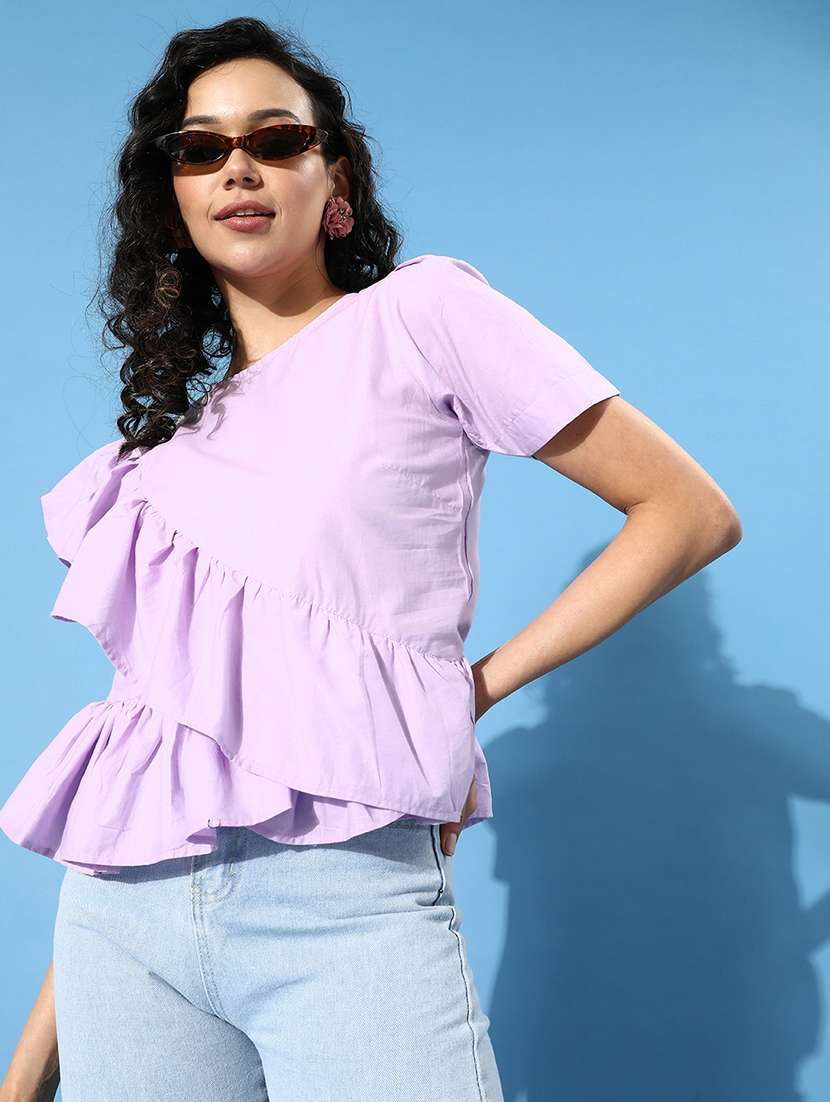 women's peplum round neck top